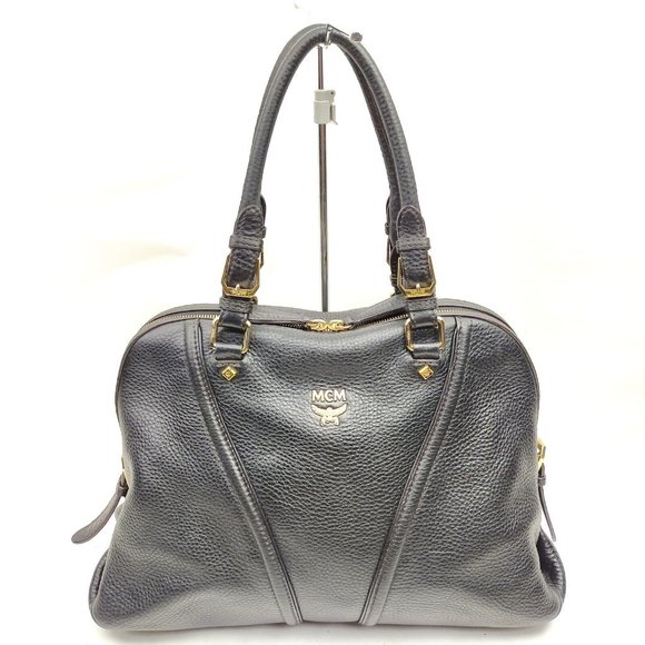 MCM Hand Bag Black Leather 1253043 - Picture 1 of 9